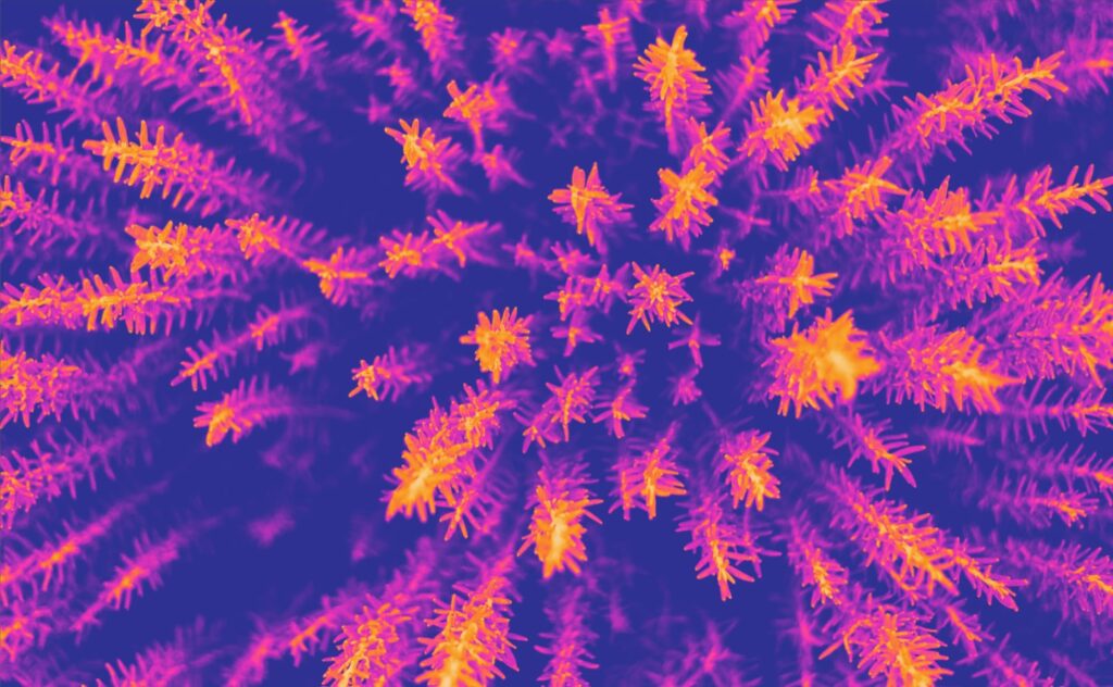 Abstract image of pollen-like particles floating in the air, symbolising airborne triggers behind why allergies are on the rise.